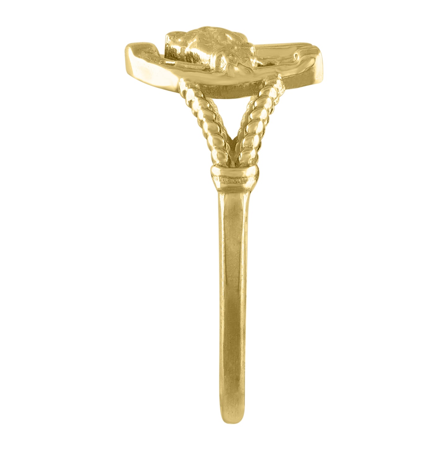 10K Yellow Gold Womens Textured Horseshoe Band Ring
