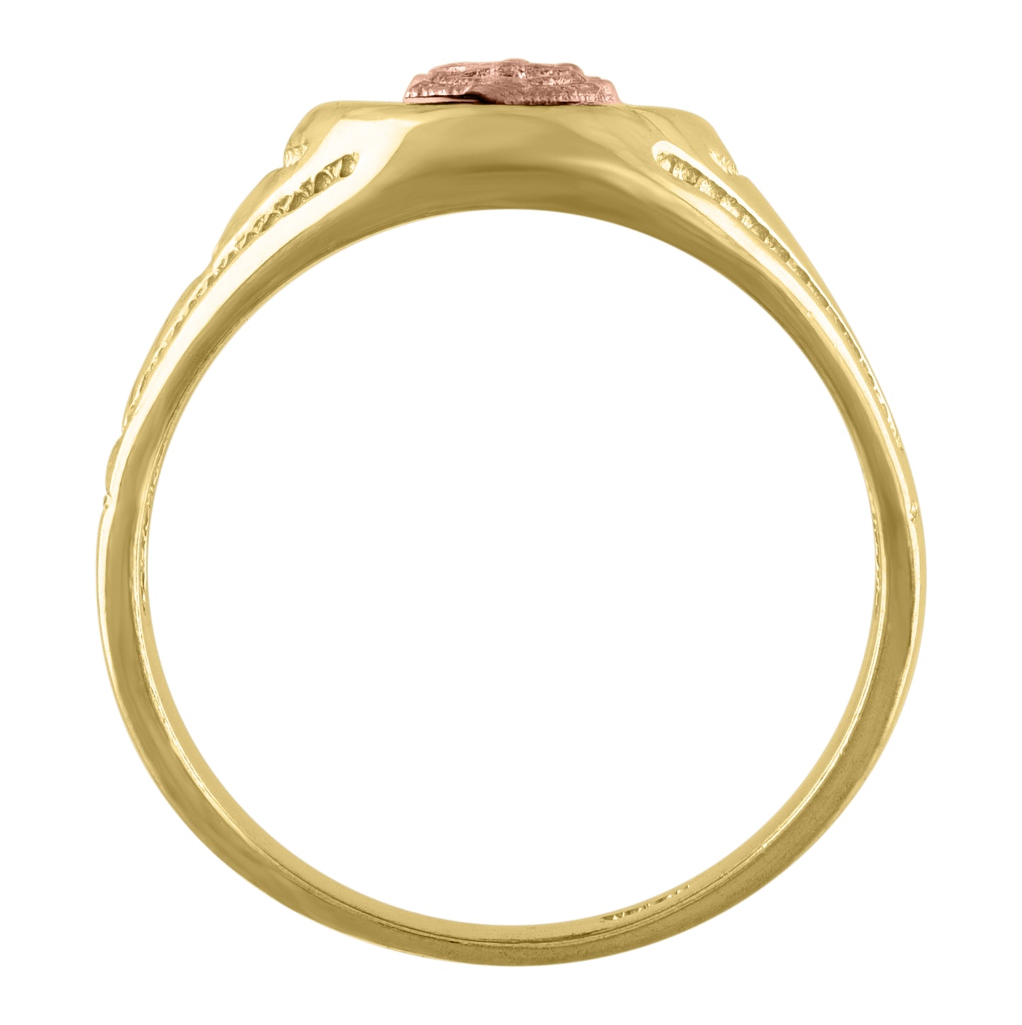 10K Two-Tone Gold Mens Textured Lady Of Guadalupe Religious Ring