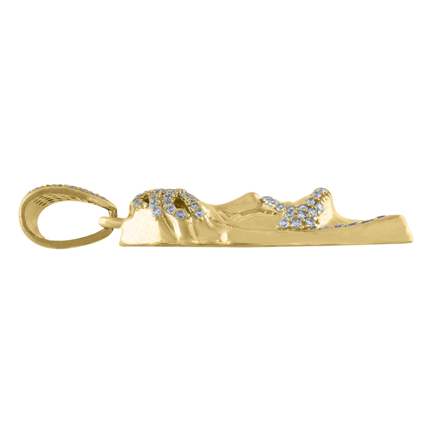10K Yellow Gold Mens Cubic Zirconia Jesus Religious Charm Pendant