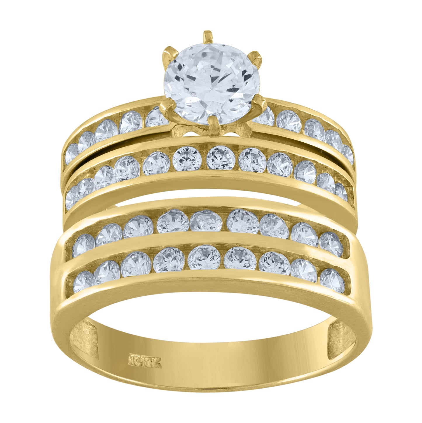 10K Yellow Gold Womens Cubic Zirconia Bridal Ring Set
