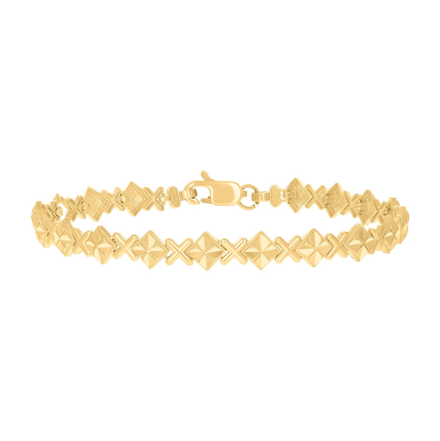10K Yellow Gold Womens Square Link Bracelet
