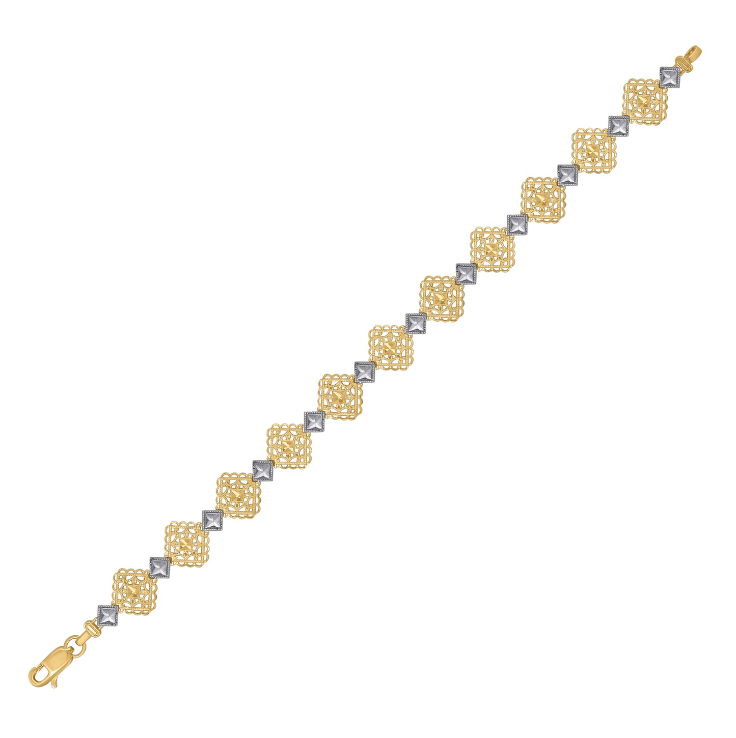 10K Two-tone Gold Womens Fashion Link Bracelet