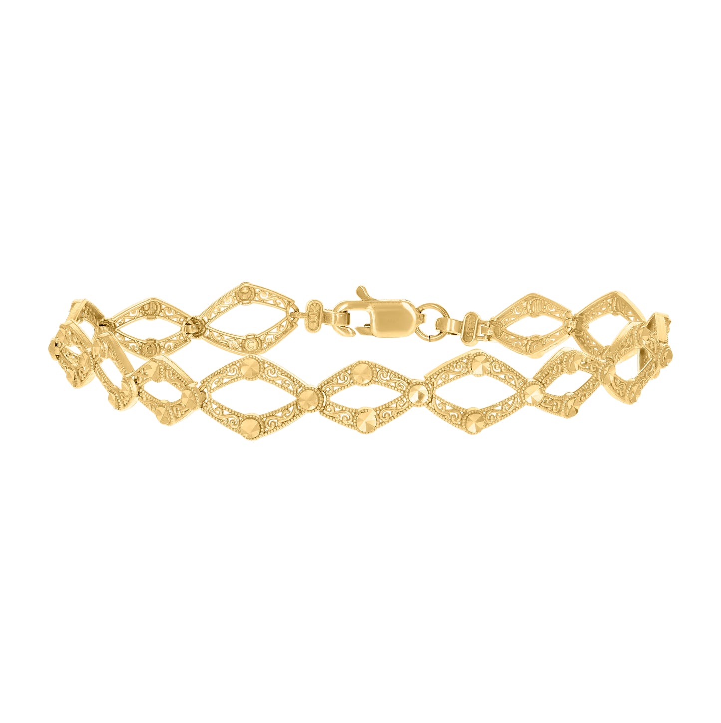 10K Yellow Gold Womens Link Fashion 8" Bracelet