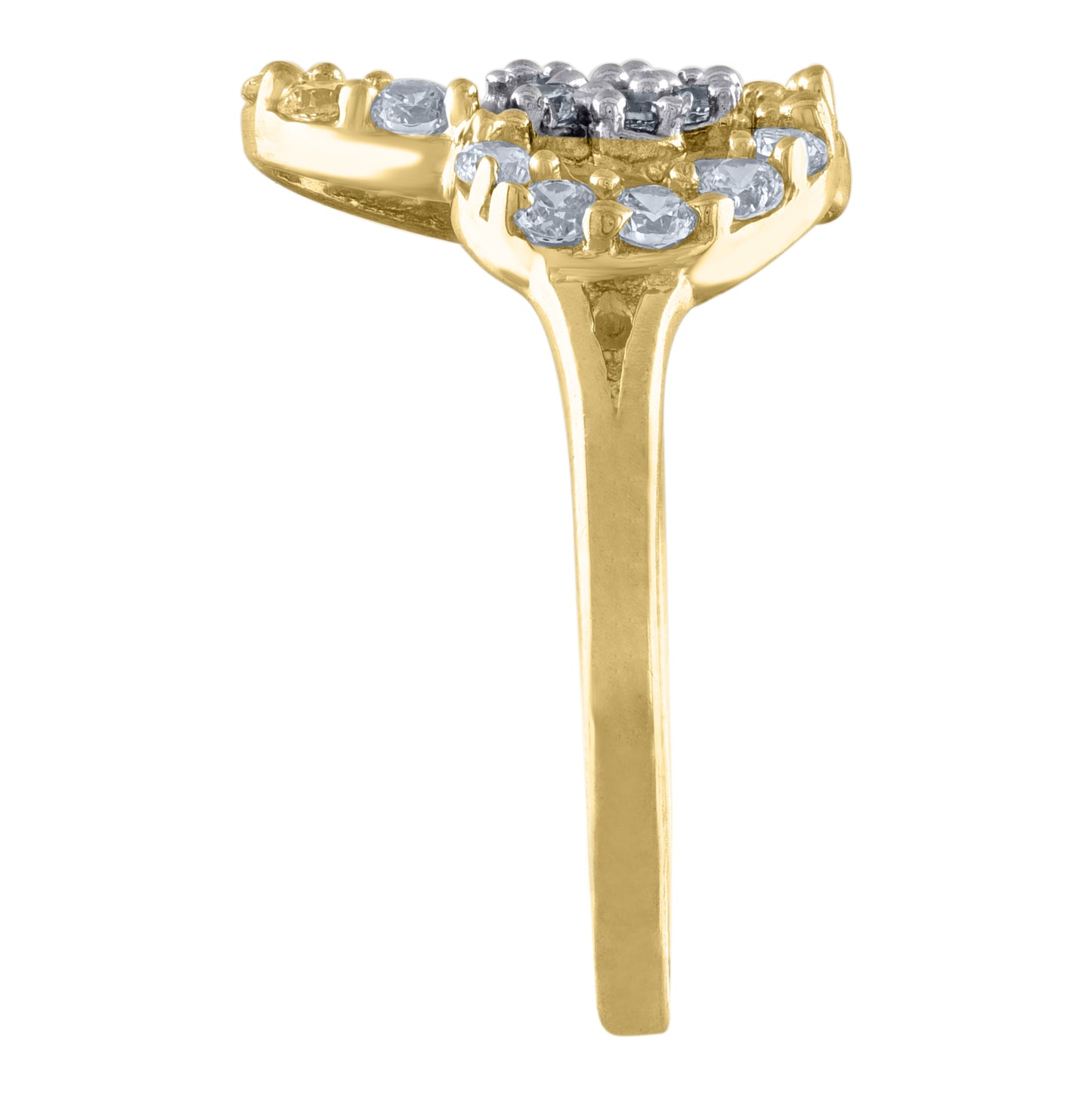 10K Two-Tone Gold Womens Cubic Zirconia Flower In Heart Engagement Ring