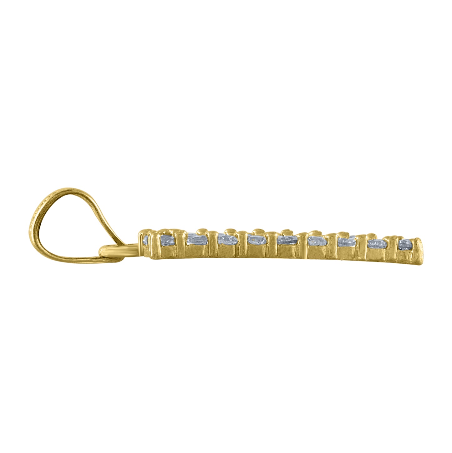 10K Two-Tone Gold Womens Cubic Zirconia I Love You Charm Pendant