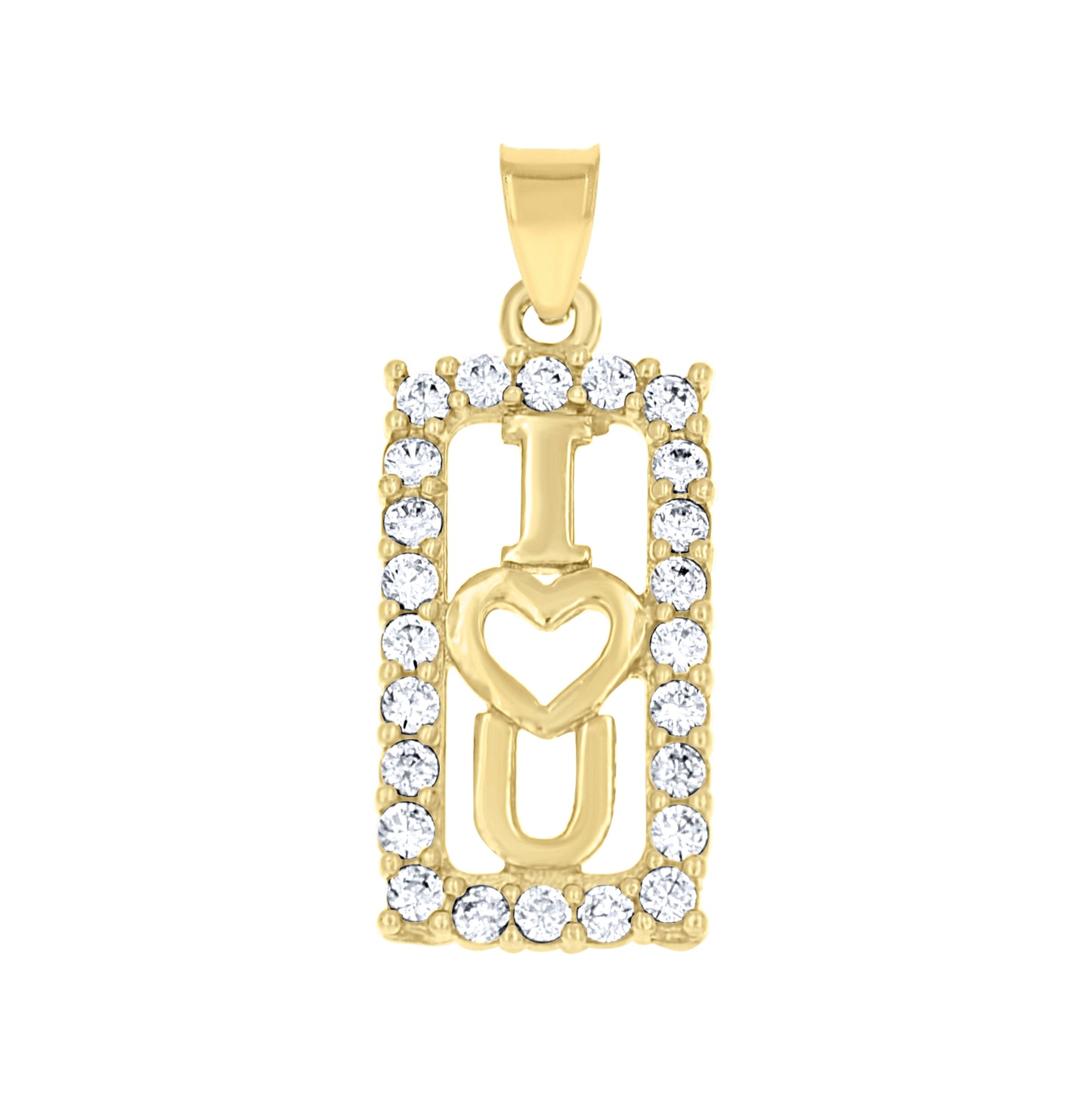 10K Two-Tone Gold Womens Cubic Zirconia I Love You Charm Pendant