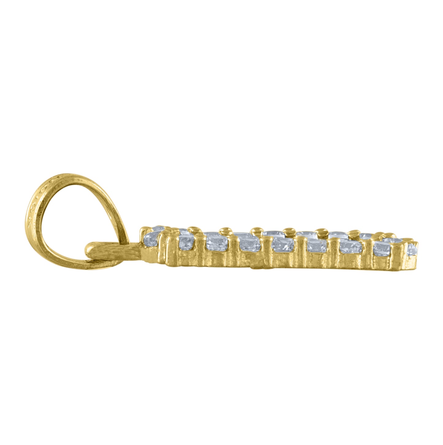 10K Two-Tone Gold Womens Cubic Zirconia I Love You Charm Pendant