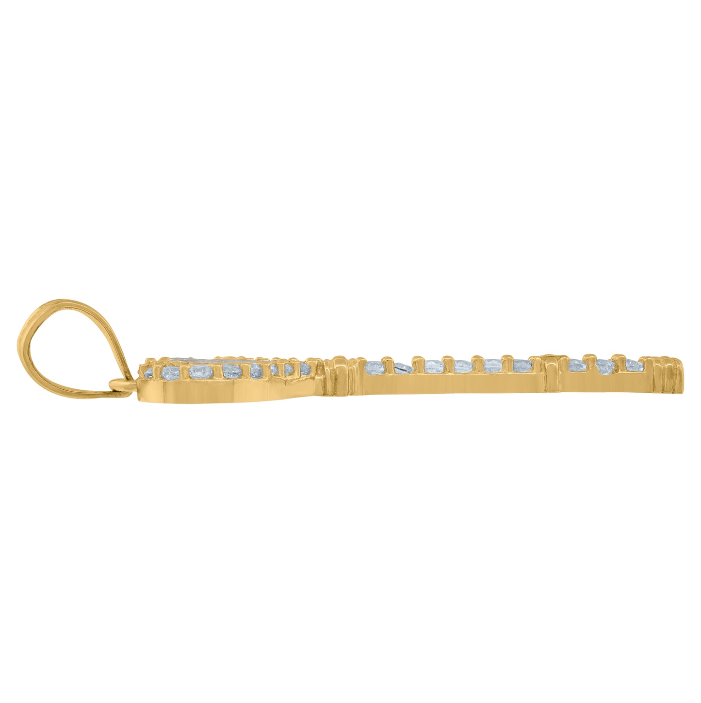 10K Two-Tone Gold Womens Cubic Zirconia Cubic-Zirconia Heart Key Charm Pendant