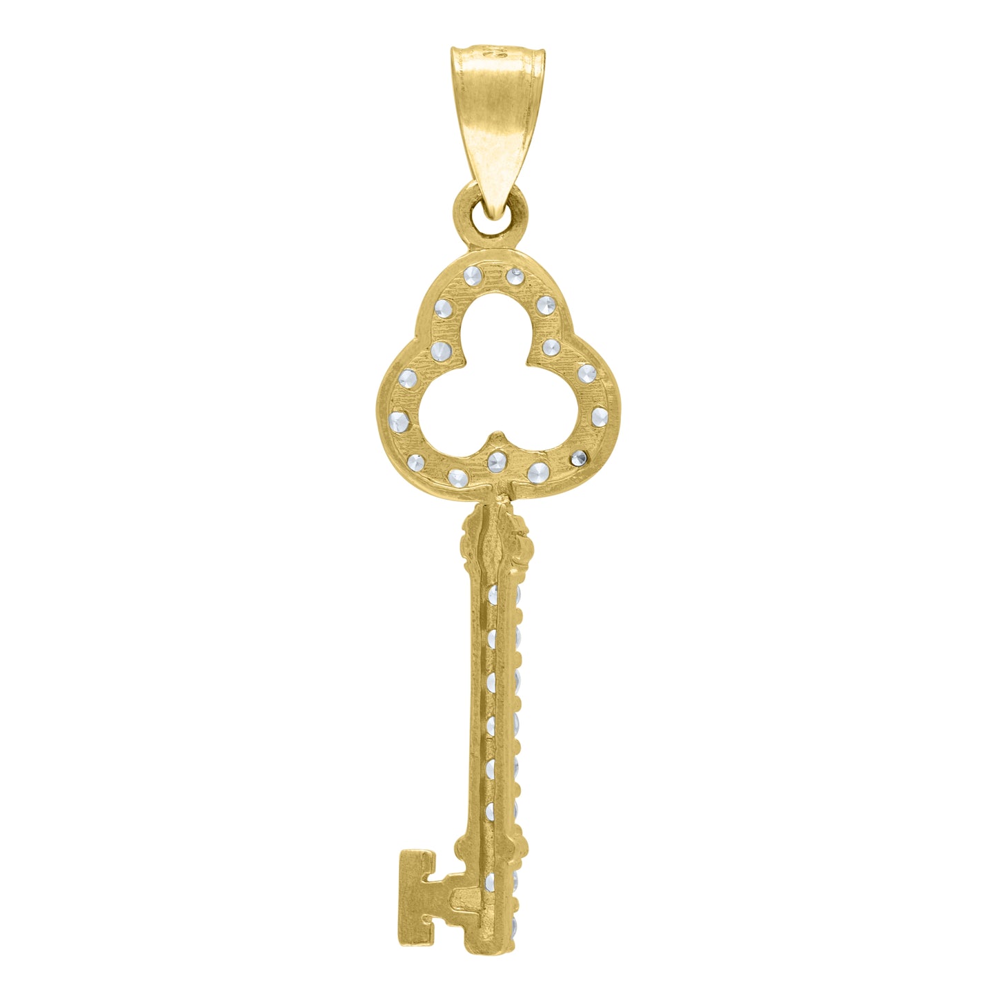 10K Yellow Gold Womens Cubic Zirconia Key To My Heart Charm Pendant
