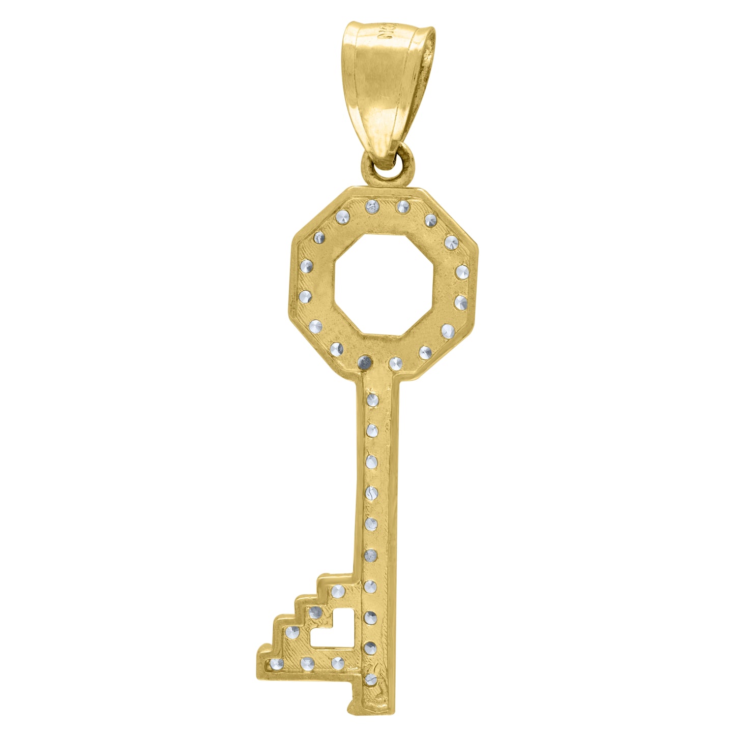 10K Yellow Gold Womens Cubic Zirconia Key To My Heart Charm Pendant