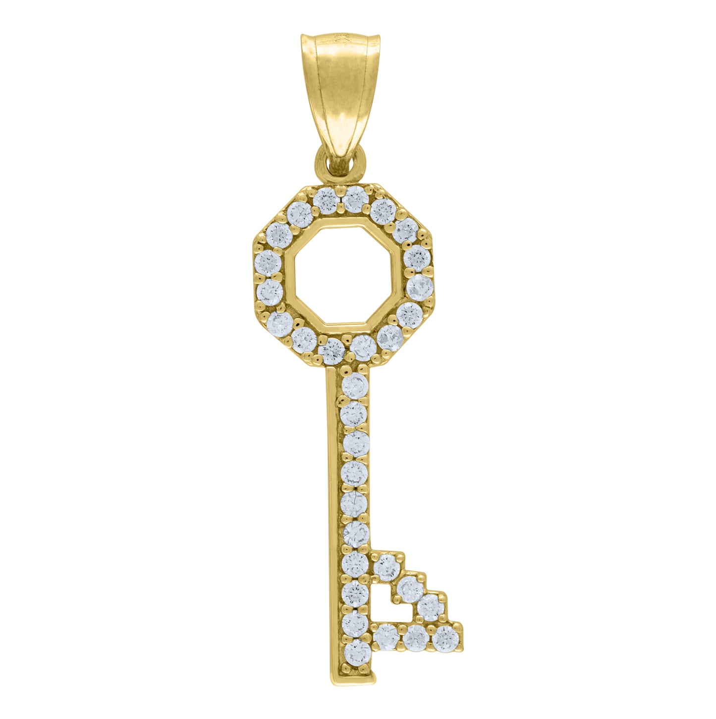 10K Yellow Gold Womens Cubic Zirconia Key To My Heart Charm Pendant