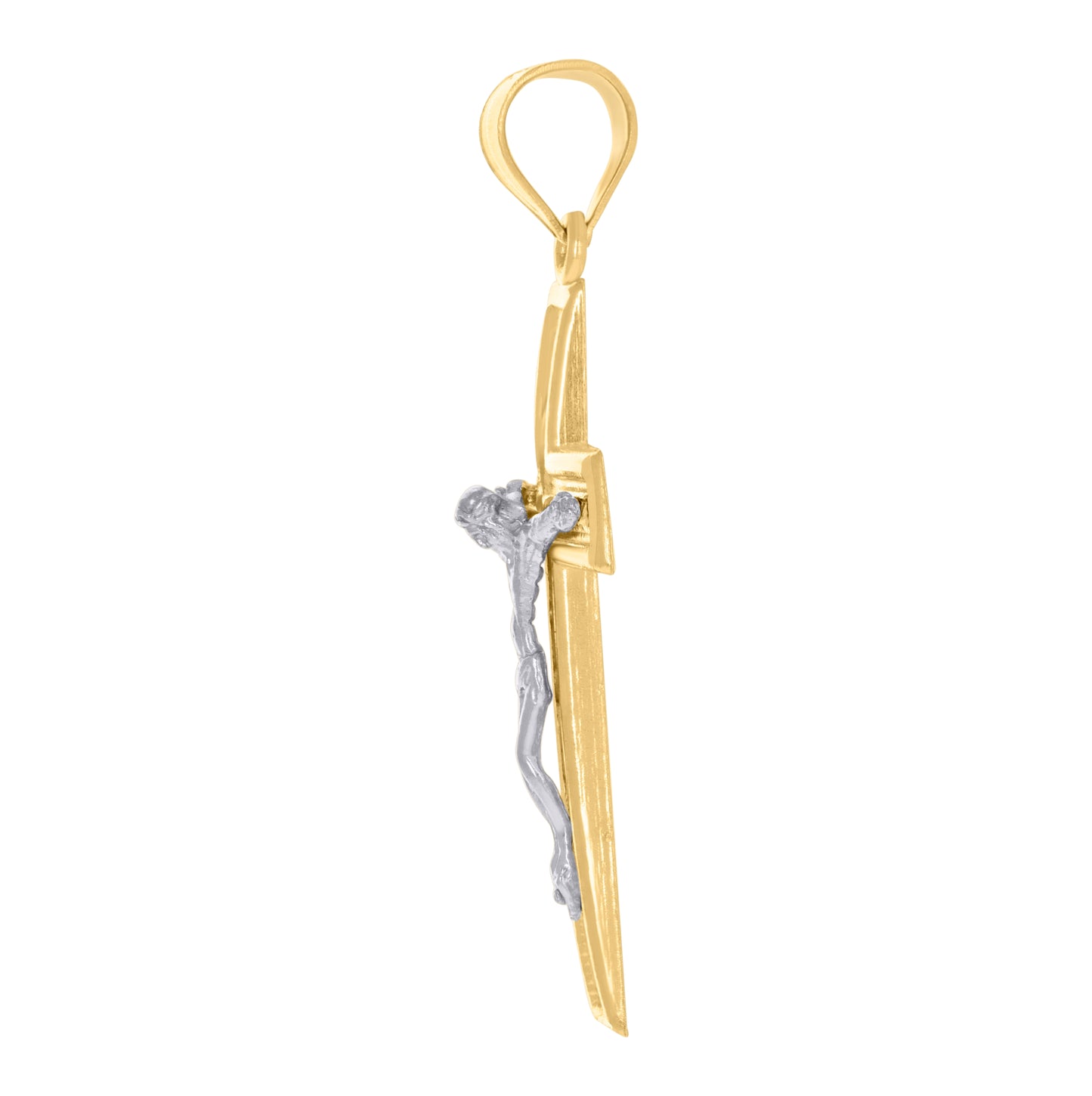10K Two-Tone Gold Mens Crucifix Cross Religious Charm Pendant