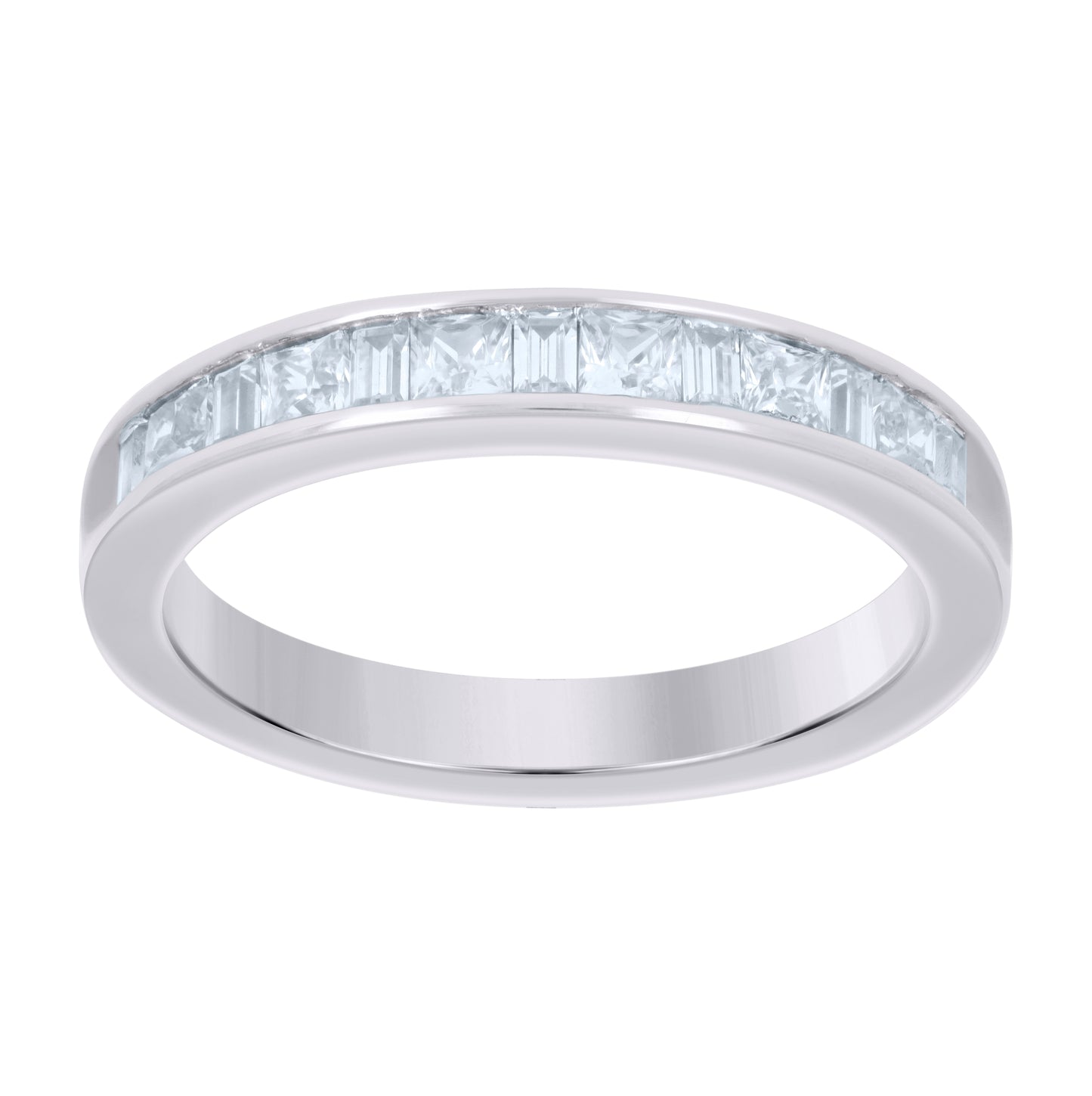 Sterling Silver Womens Cubic Zirconia Sizes 6-11 Princess Baguette Center Stones Bridal Wedding Anniversary Engagement Ring Band