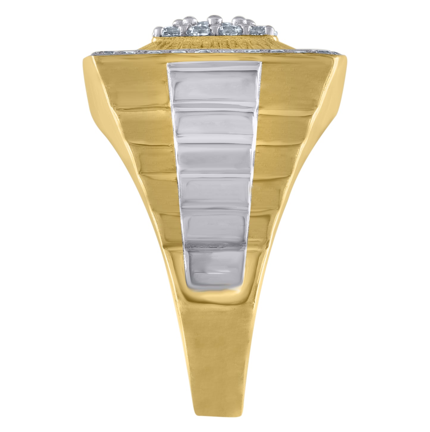 10K Two-Tone Gold Mens Cubic-Zirconia Square Head Presidential Ring