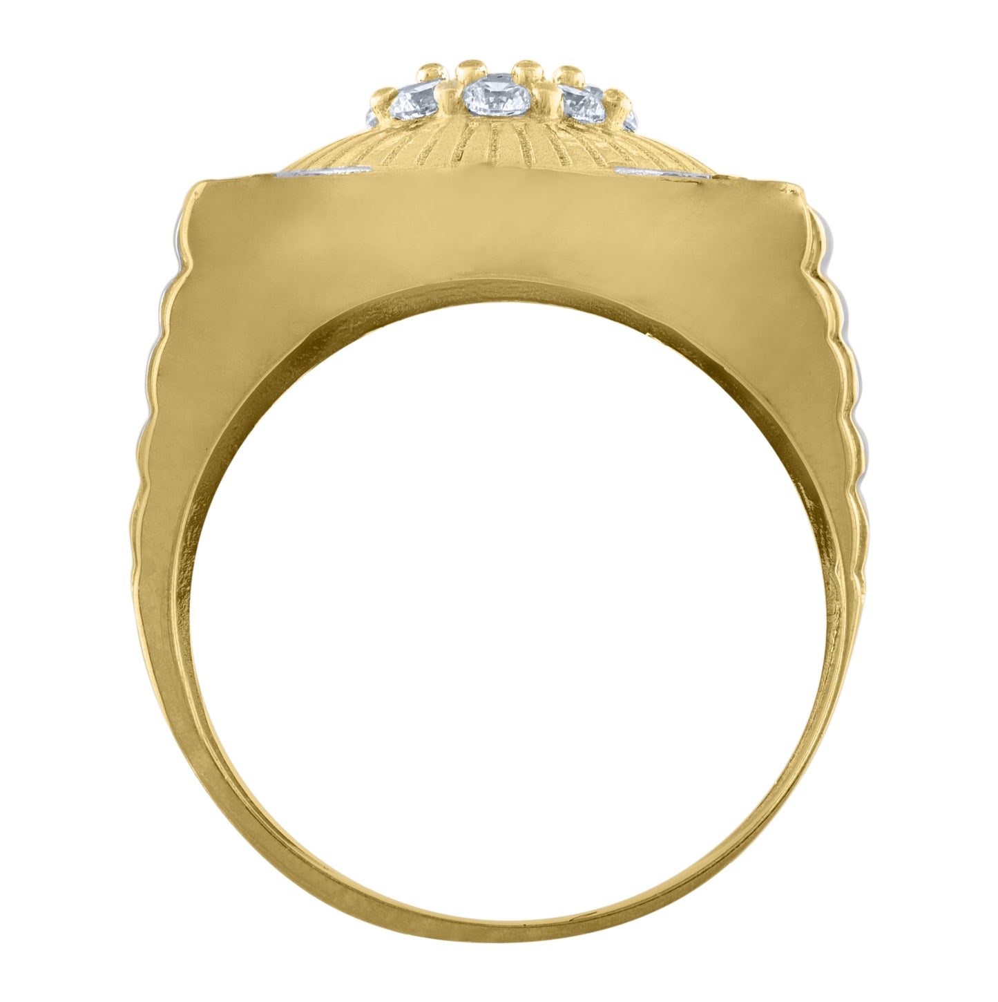 10K Two-Tone Gold Mens Cubic Zirconia Square Head Fashion Ring