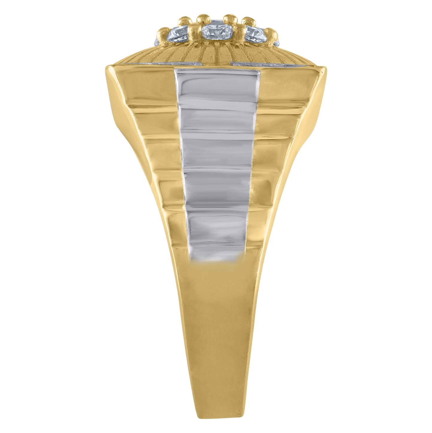 10K Two-Tone Gold Mens Cubic Zirconia Square Head Fashion Ring