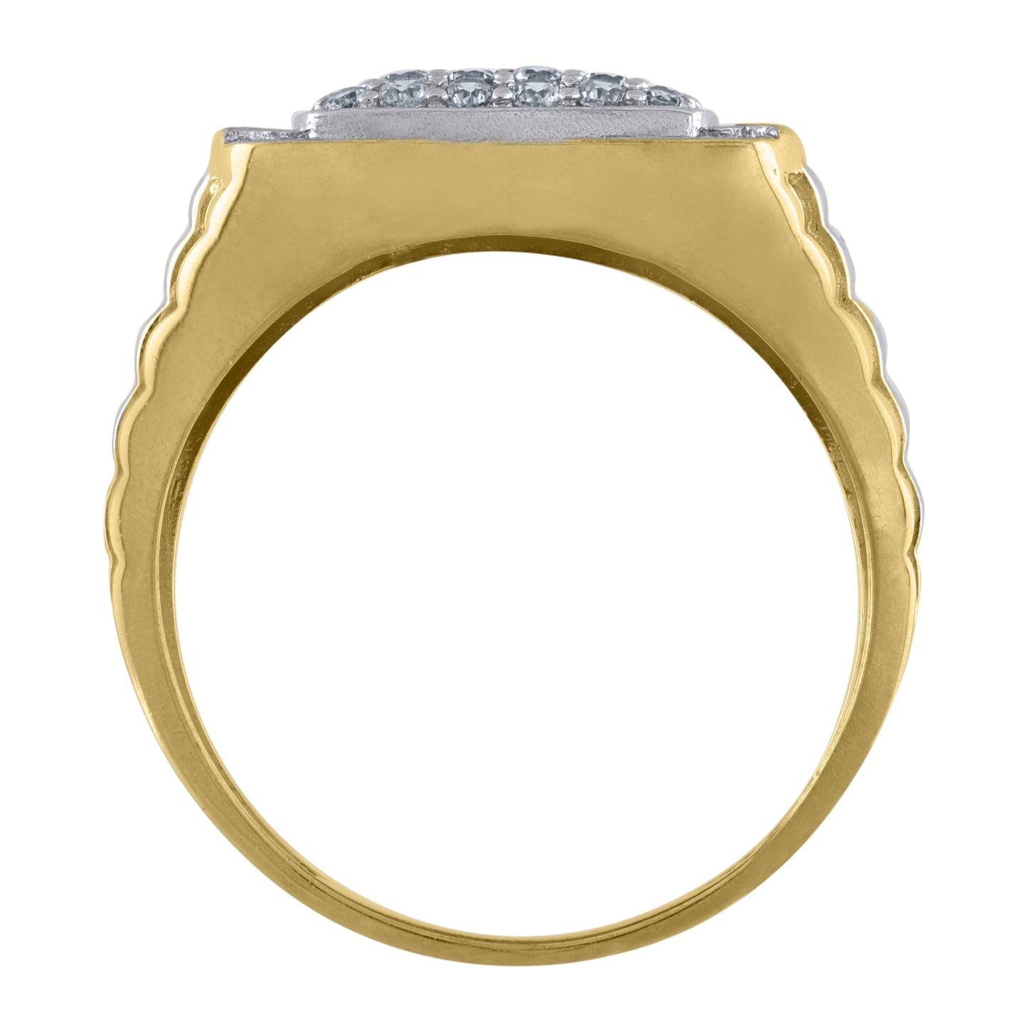10K Two-Tone Gold Mens Cubic Zirconia Square Head Fashion Ring