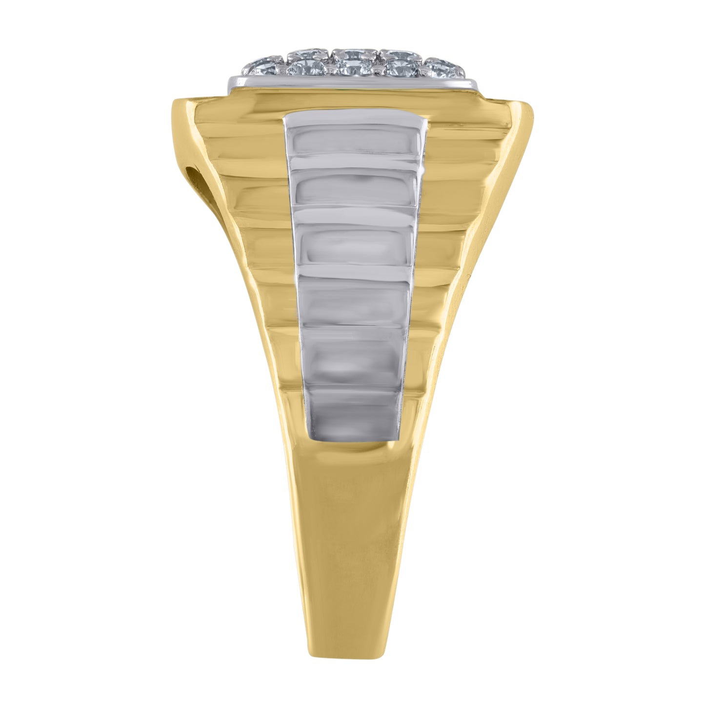 10K Two-Tone Gold Mens Cubic Zirconia Square Head Fashion Ring