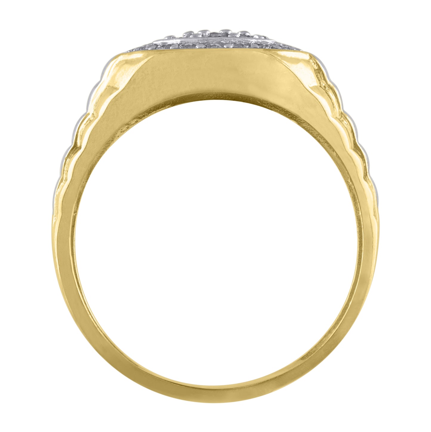 10K Two-Tone Gold Mens Cubic Zirconia Round Head Fashion Ring