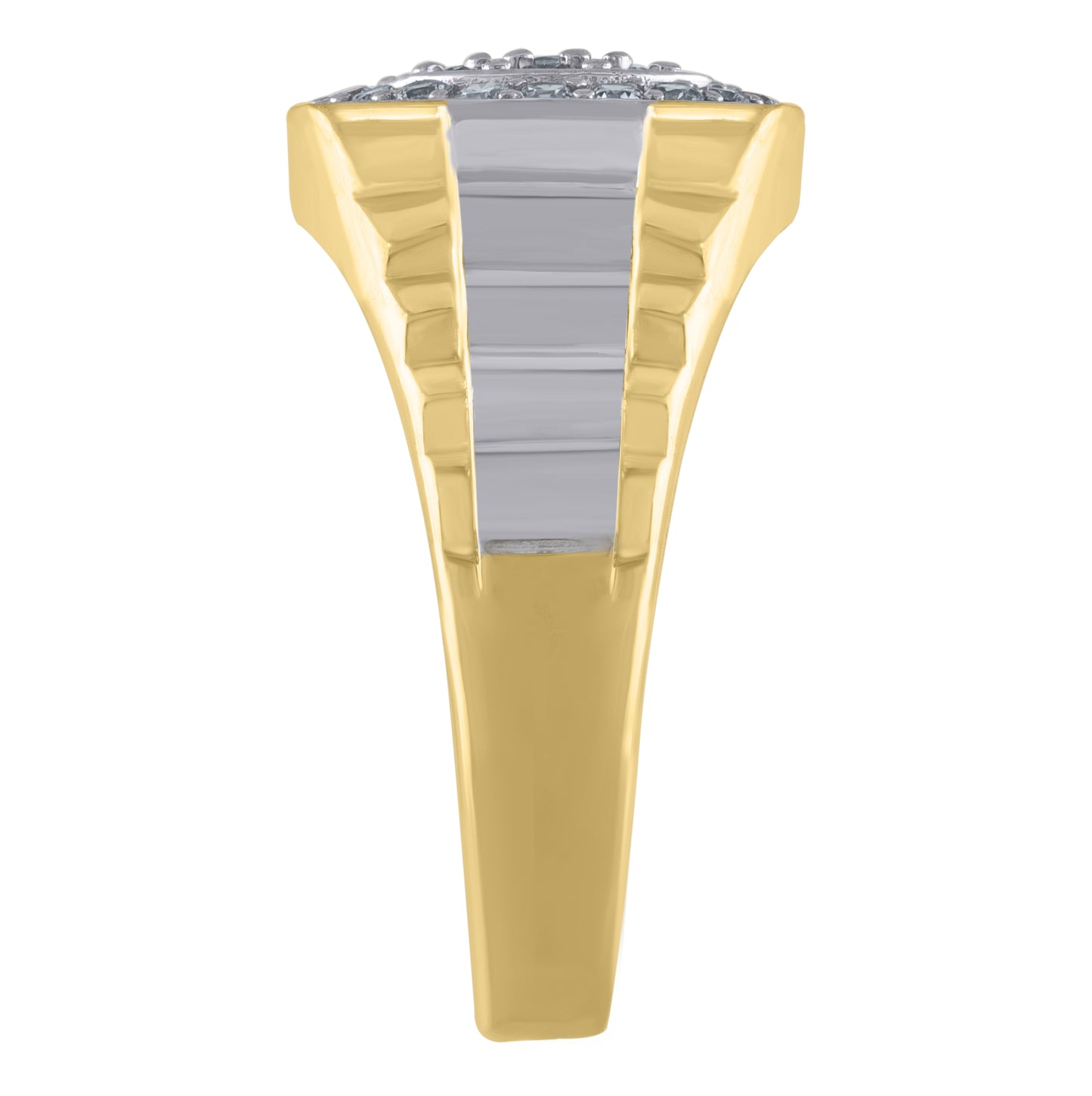 10K Two-Tone Gold Mens Cubic Zirconia Round Head Fashion Ring