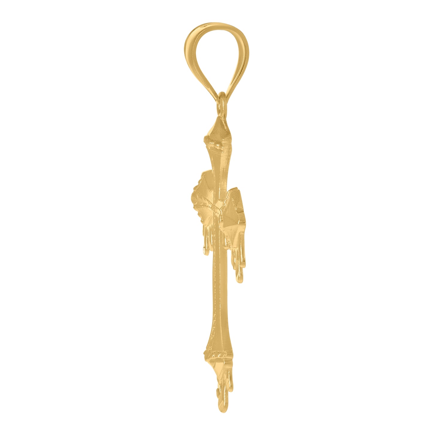 10K Yellow Gold Mens Dripping Cross Religious Charm Pendant