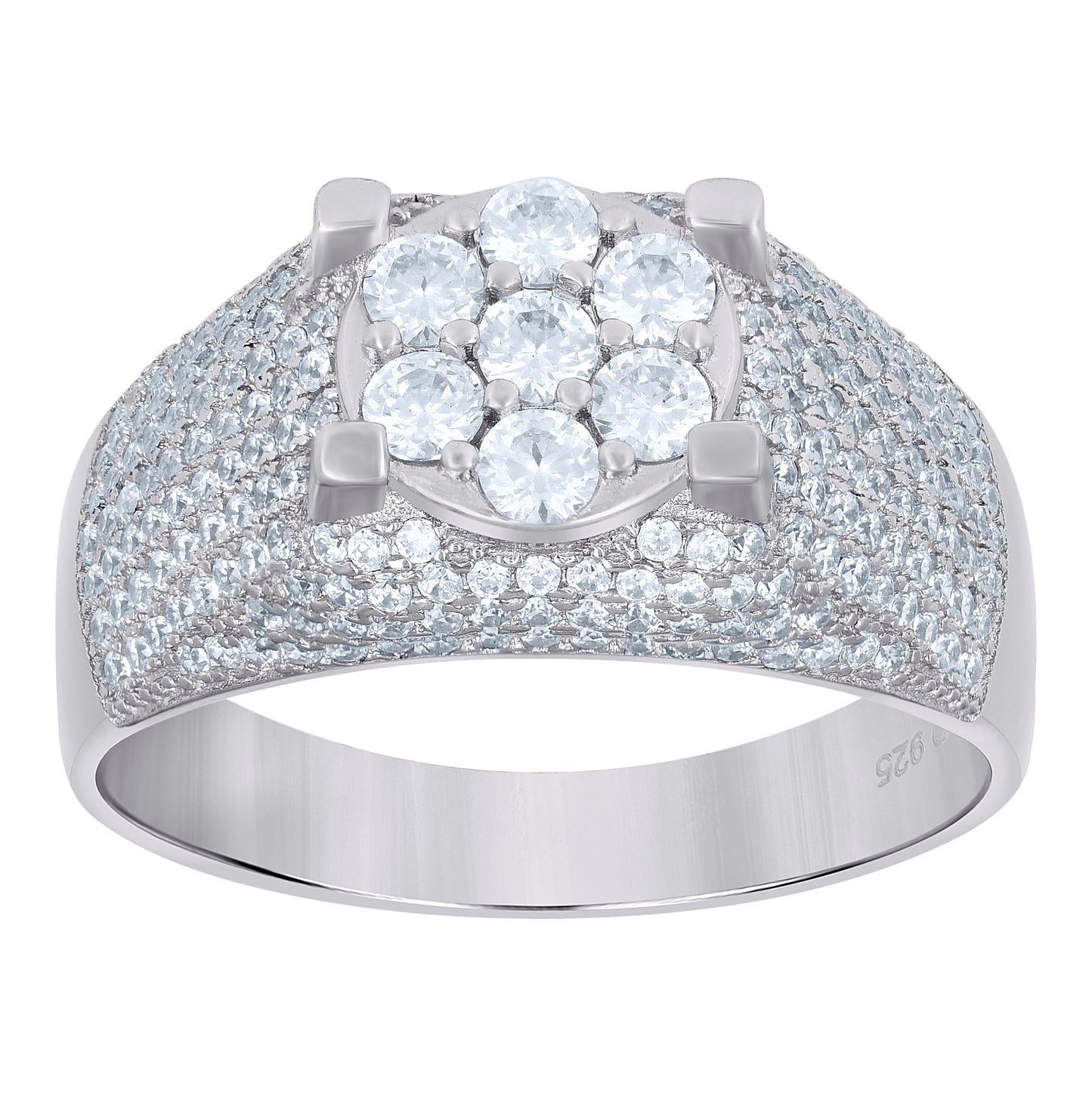Sterling Silver Men's Cubic Zirconia Presidential Bridal Anniversary Wedding Engagement Band Ring Sizes 7 To 12