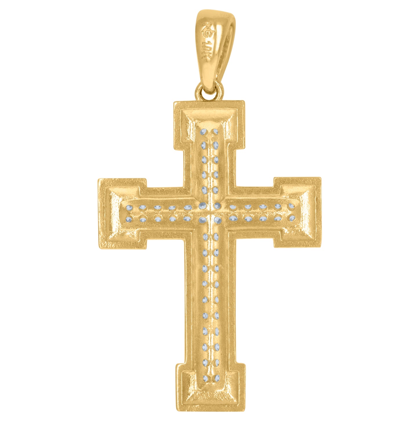 10K Yellow Gold Mens Cubic-Zirconia Cross Religious Charm Pendant