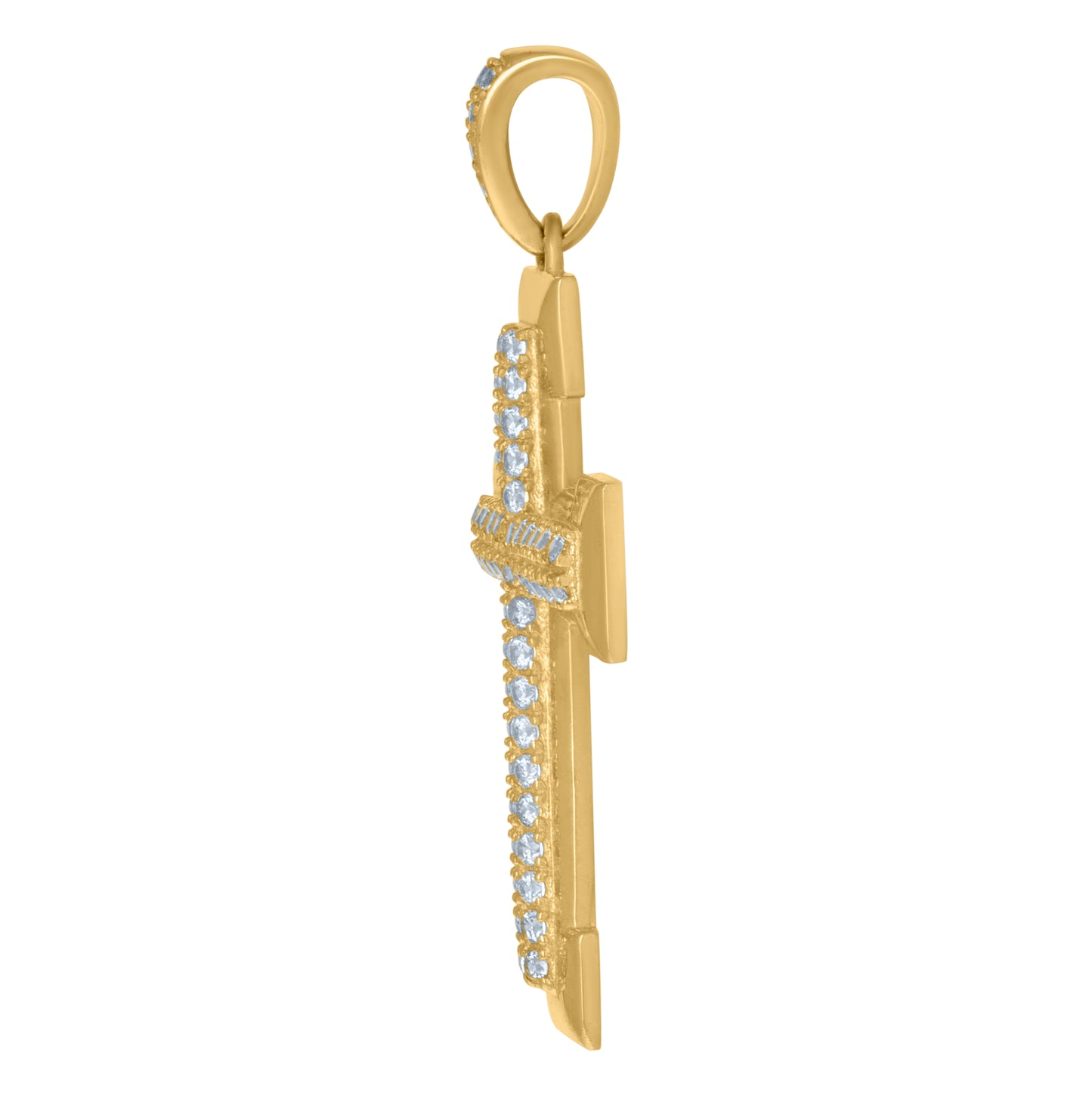 10K Yellow Gold Mens Cubic-Zirconia Cross Religious Charm Pendant
