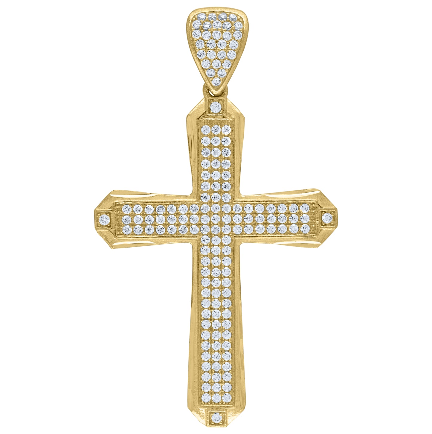 10K Yellow Gold Mens Cubic-Zirconia Cross Religious Charm Pendant