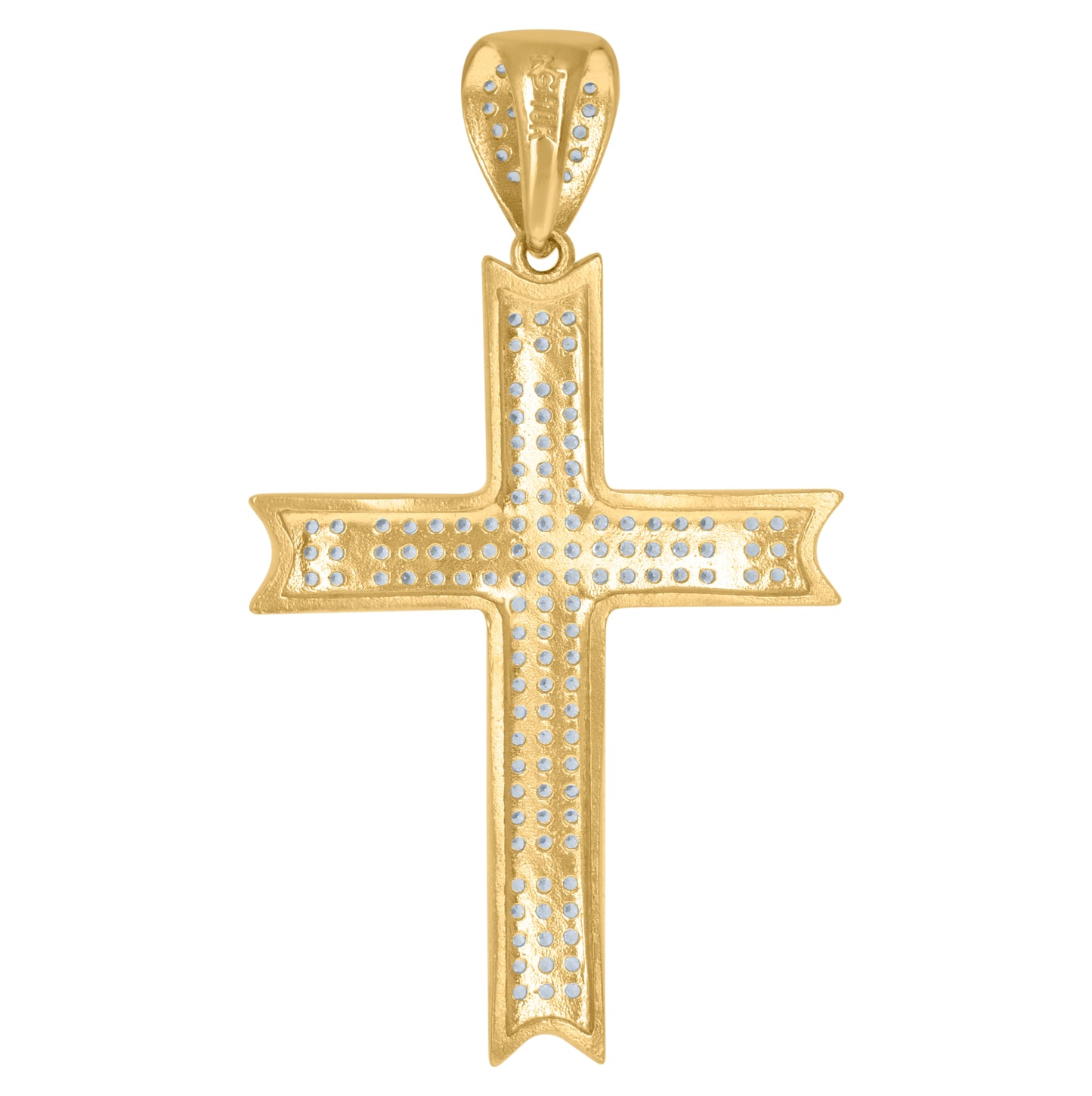 10K Yellow Gold Mens Cubic-Zirconia Cross Religious Charm Pendant