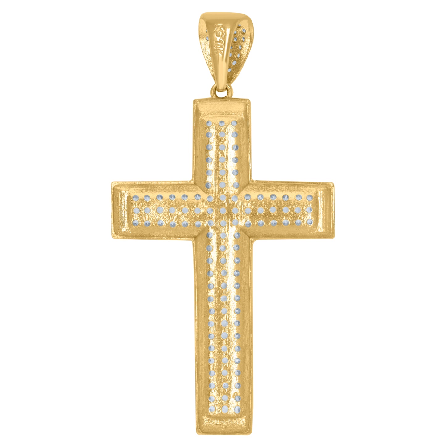 10K Yellow Gold Mens Cubic-Zirconia Cross Religious Charm Pendant