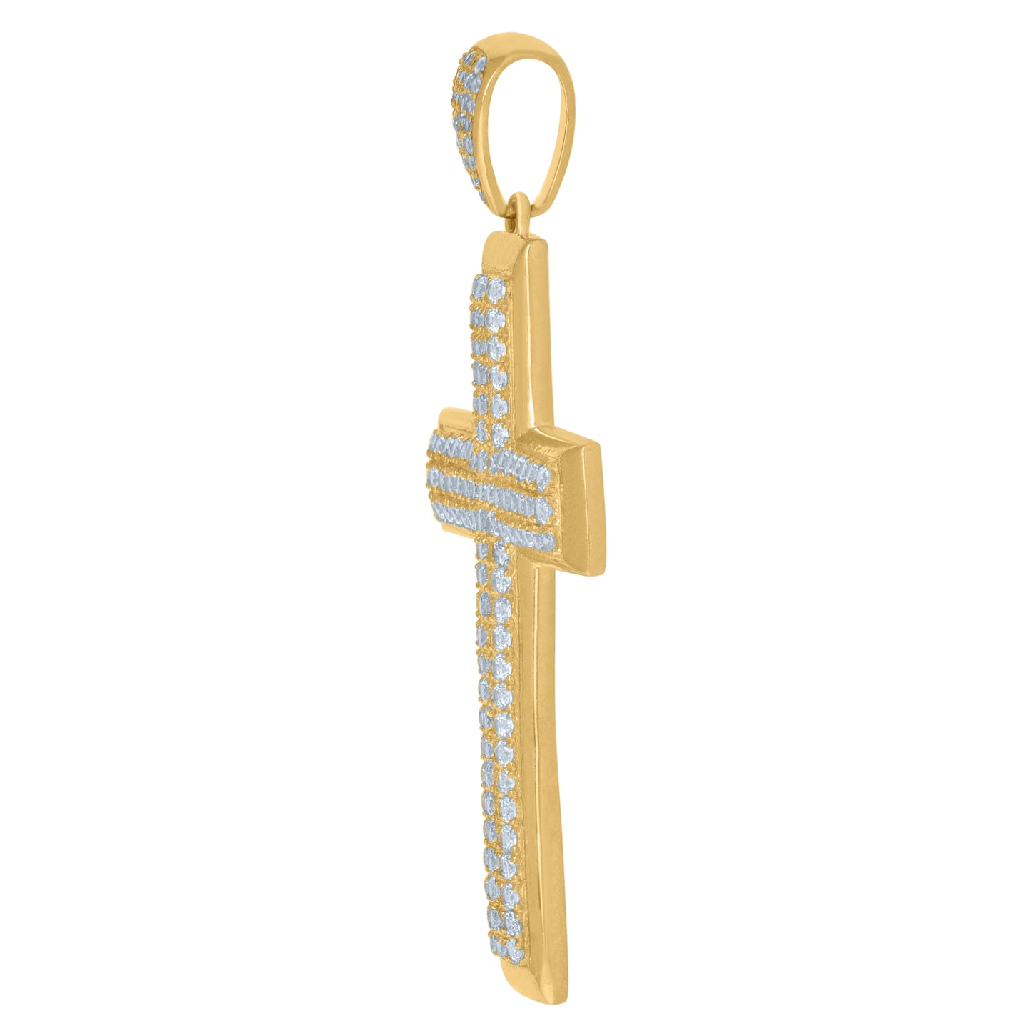 10K Yellow Gold Mens Cubic-Zirconia Cross Religious Charm Pendant