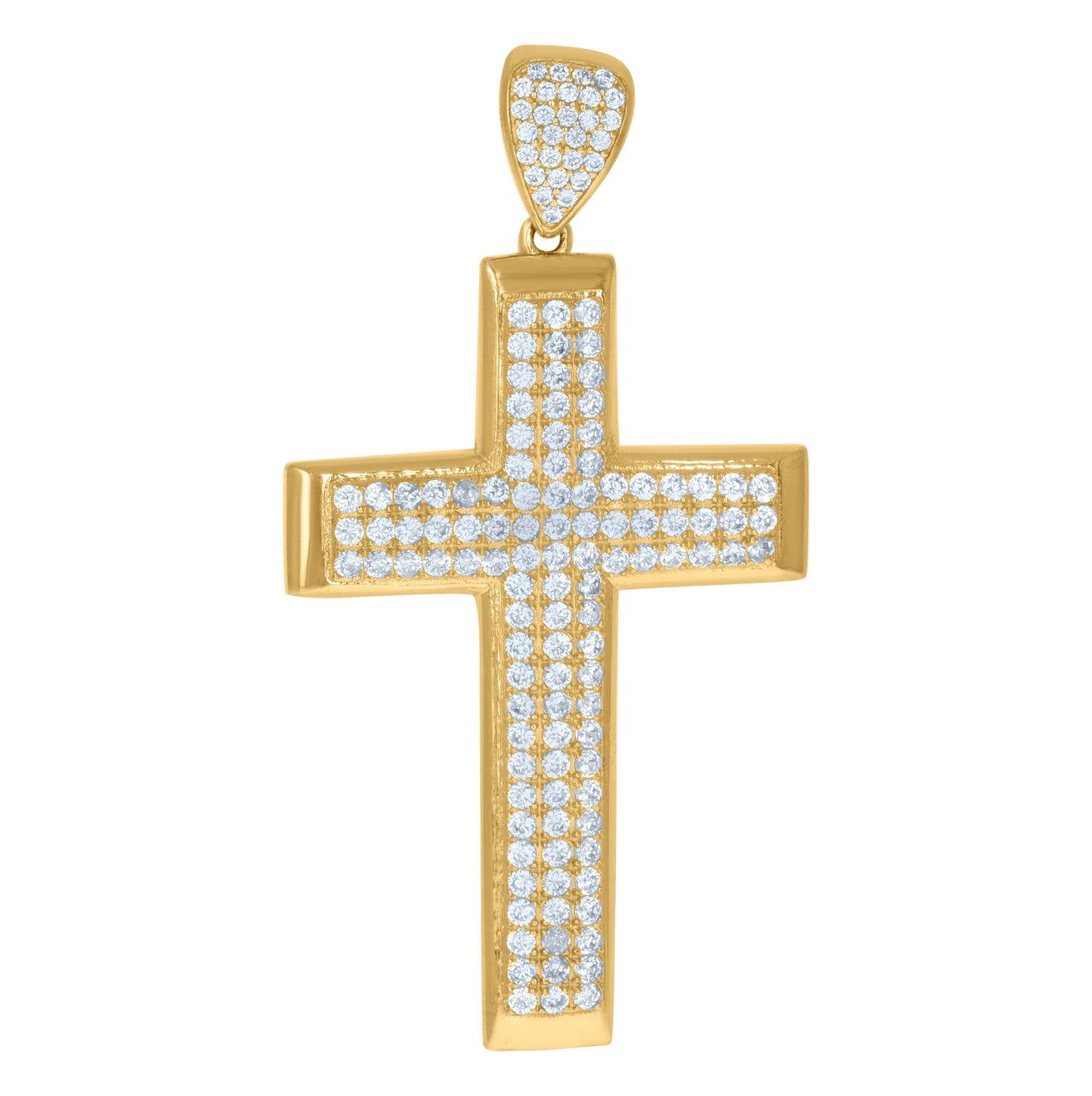 10K Yellow Gold Mens Cubic-Zirconia Cross Religious Charm Pendant