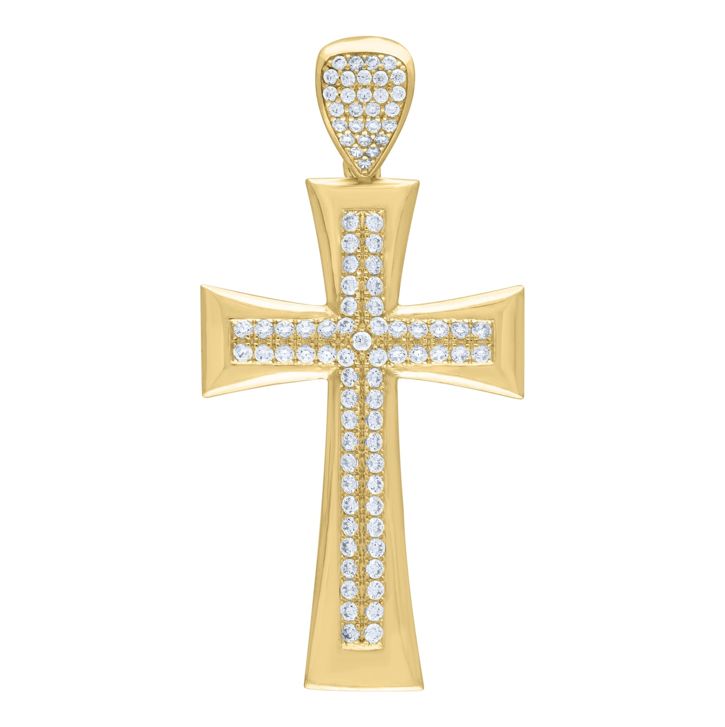 10K Yellow Gold Mens Cubic-Zirconia Cross Religious Charm Pendant