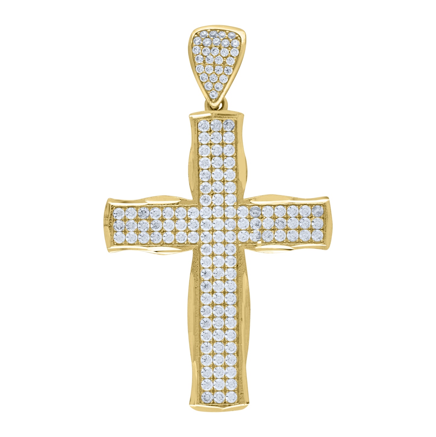 10K Yellow Gold Mens Cubic-Zirconia Cross Religious Charm Pendant