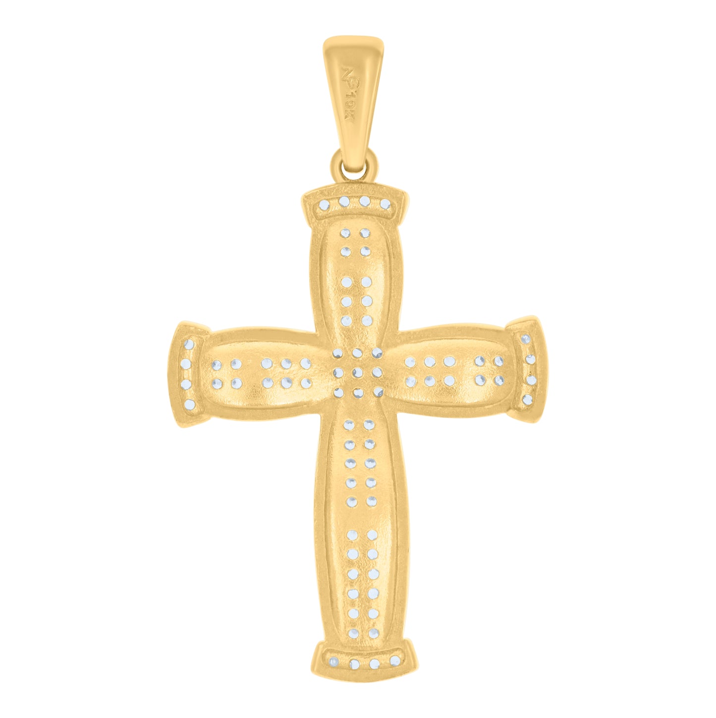10K Yellow Gold Men Cubic-Zirconia Cross Religious Charm Pendant