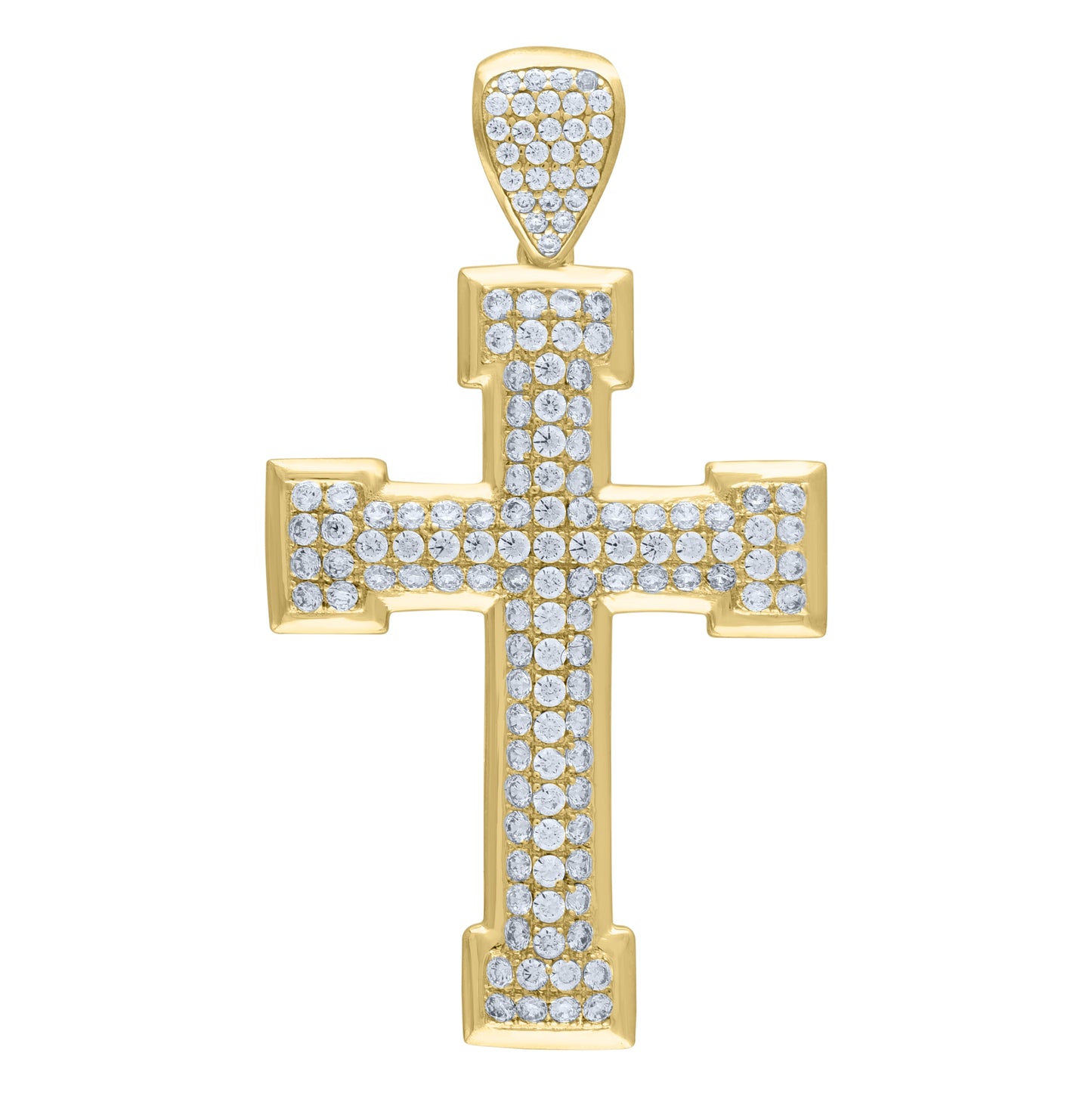 10K Yellow Gold Mens Cubic-Zirconia Cross Religious Charm Pendant