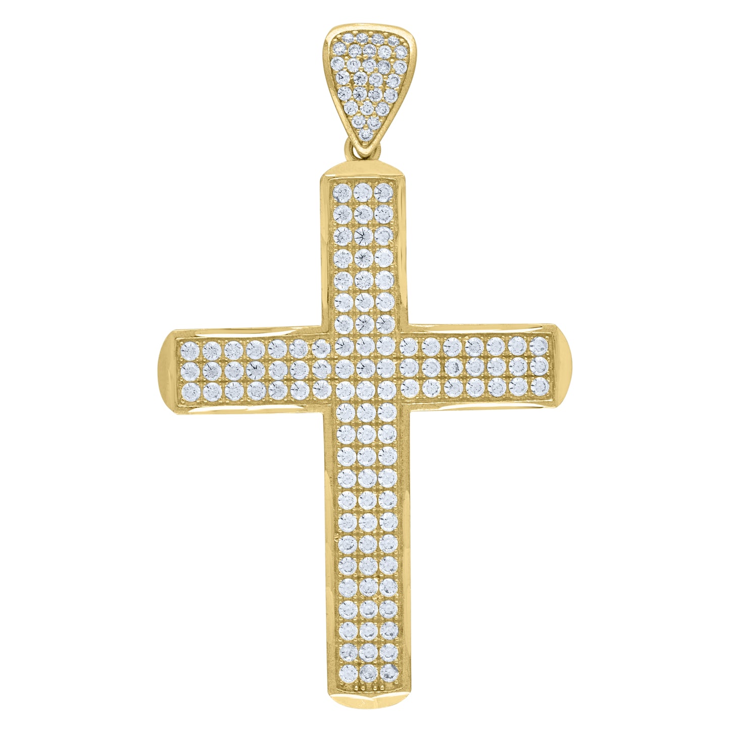 10K Yellow Gold Mens Cubic-Zirconia Cross Religious Charm Pendant