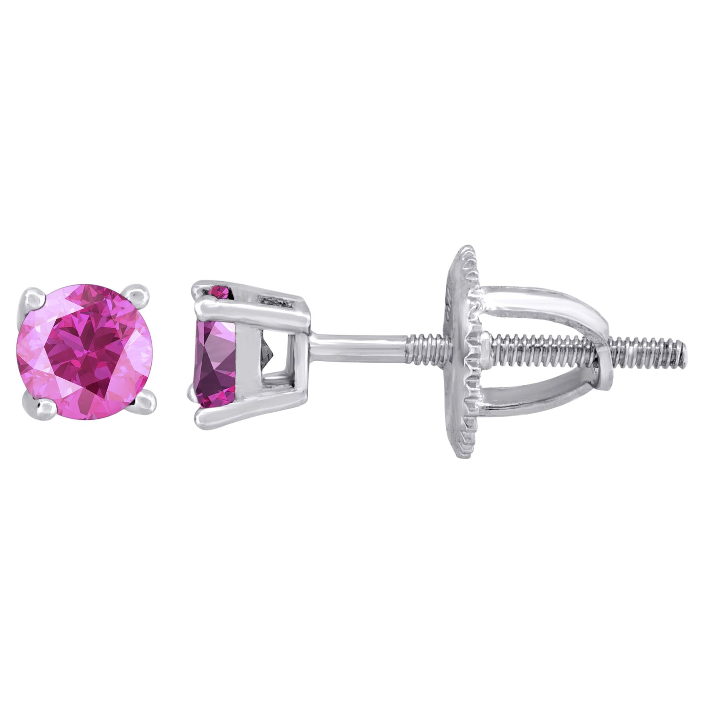 Sterling Silver Womens Cubic Zirconia 4mm Round Classic Studs Earrings