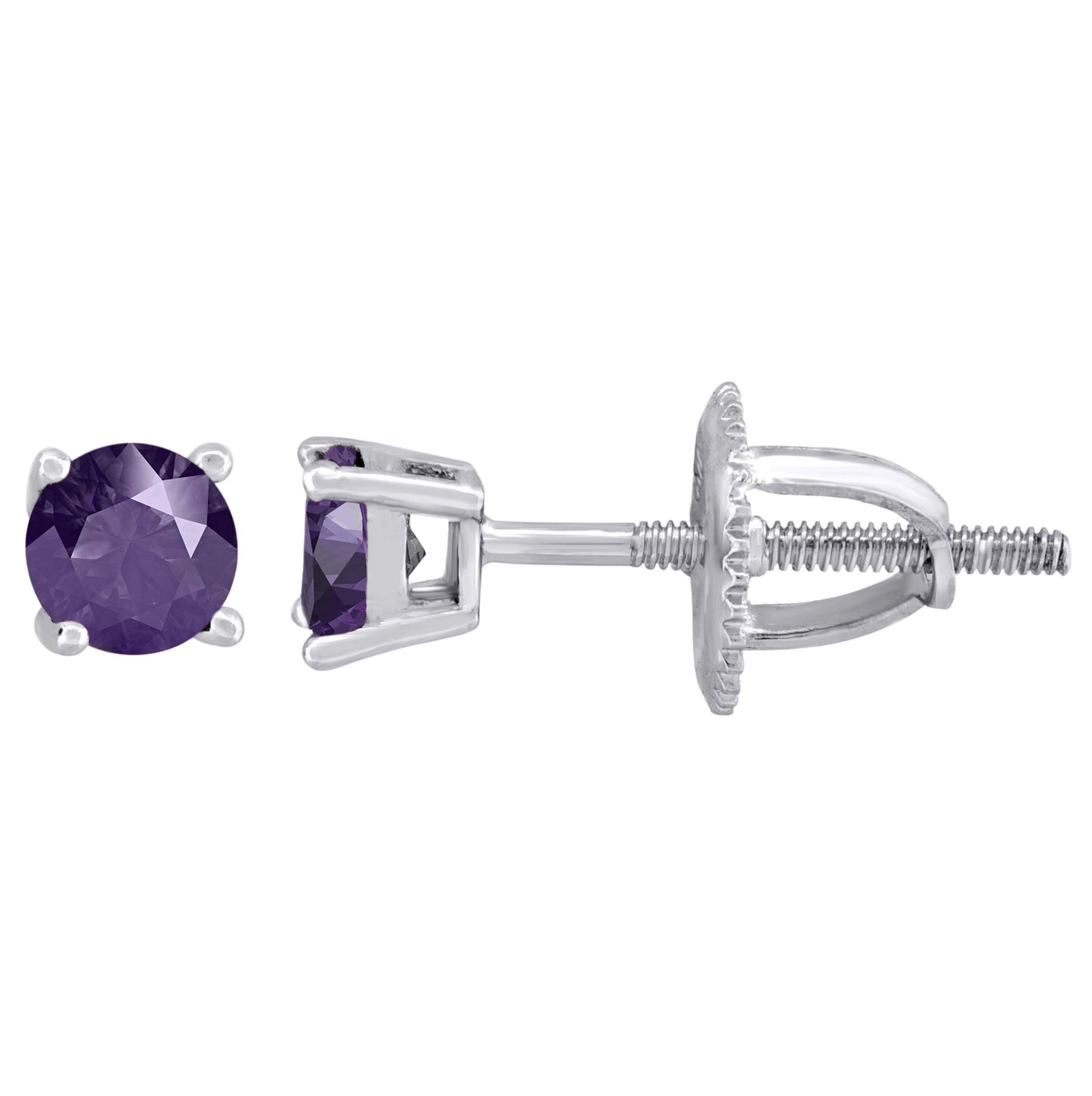 Sterling Silver Womens Cubic Zirconia 4mm Round Classic Studs Earrings