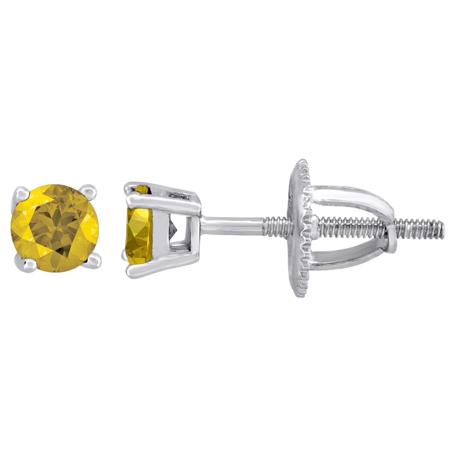 Sterling Silver Womens Cubic Zirconia 4mm Round Classic Studs Earrings