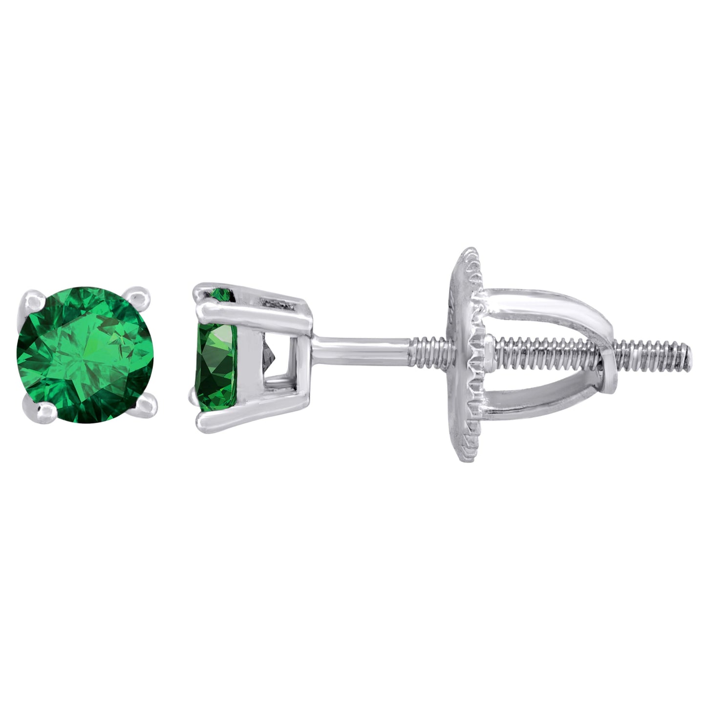 Sterling Silver Womens Cubic Zirconia 4mm Round Classic Studs Earrings
