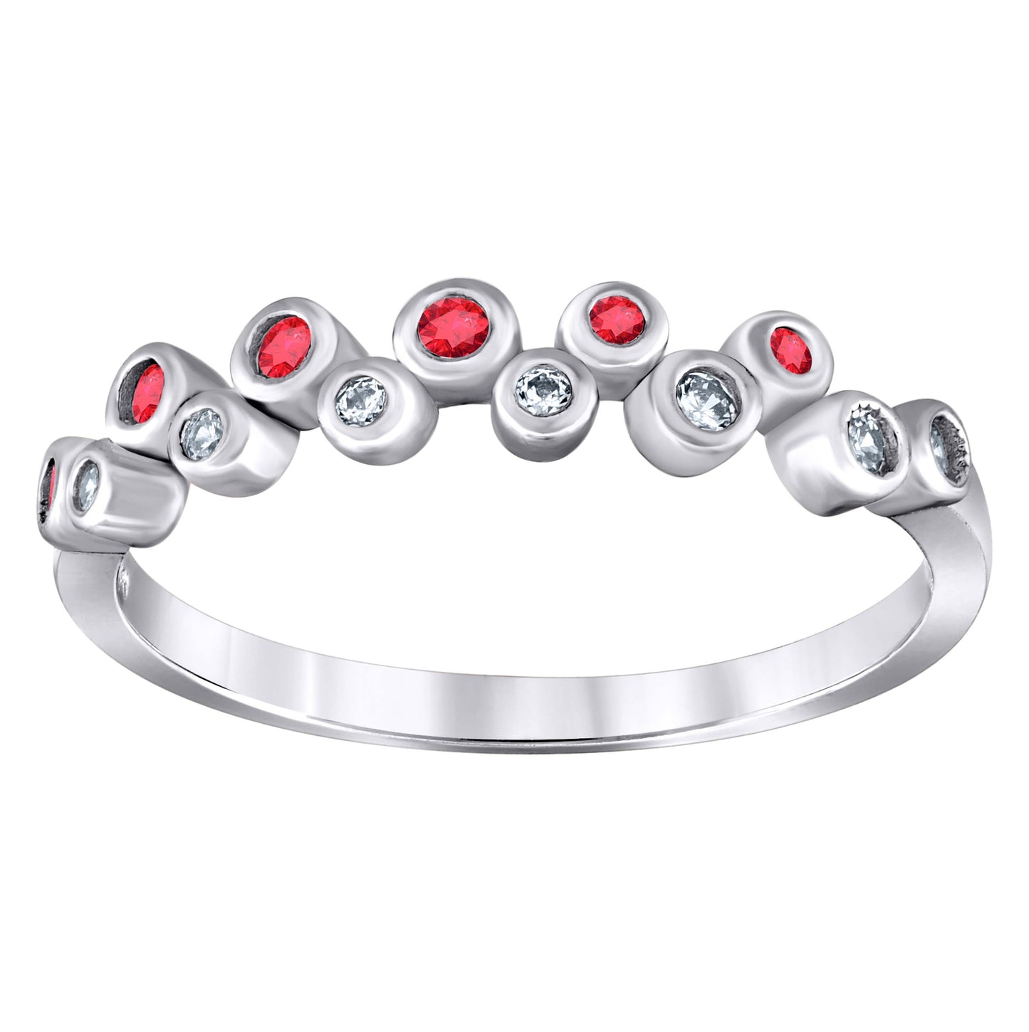 Sterling Silver Women's Cubic Zirconia Semi-Eternity Bridal Anniversary Engagement Wedding Band Ring