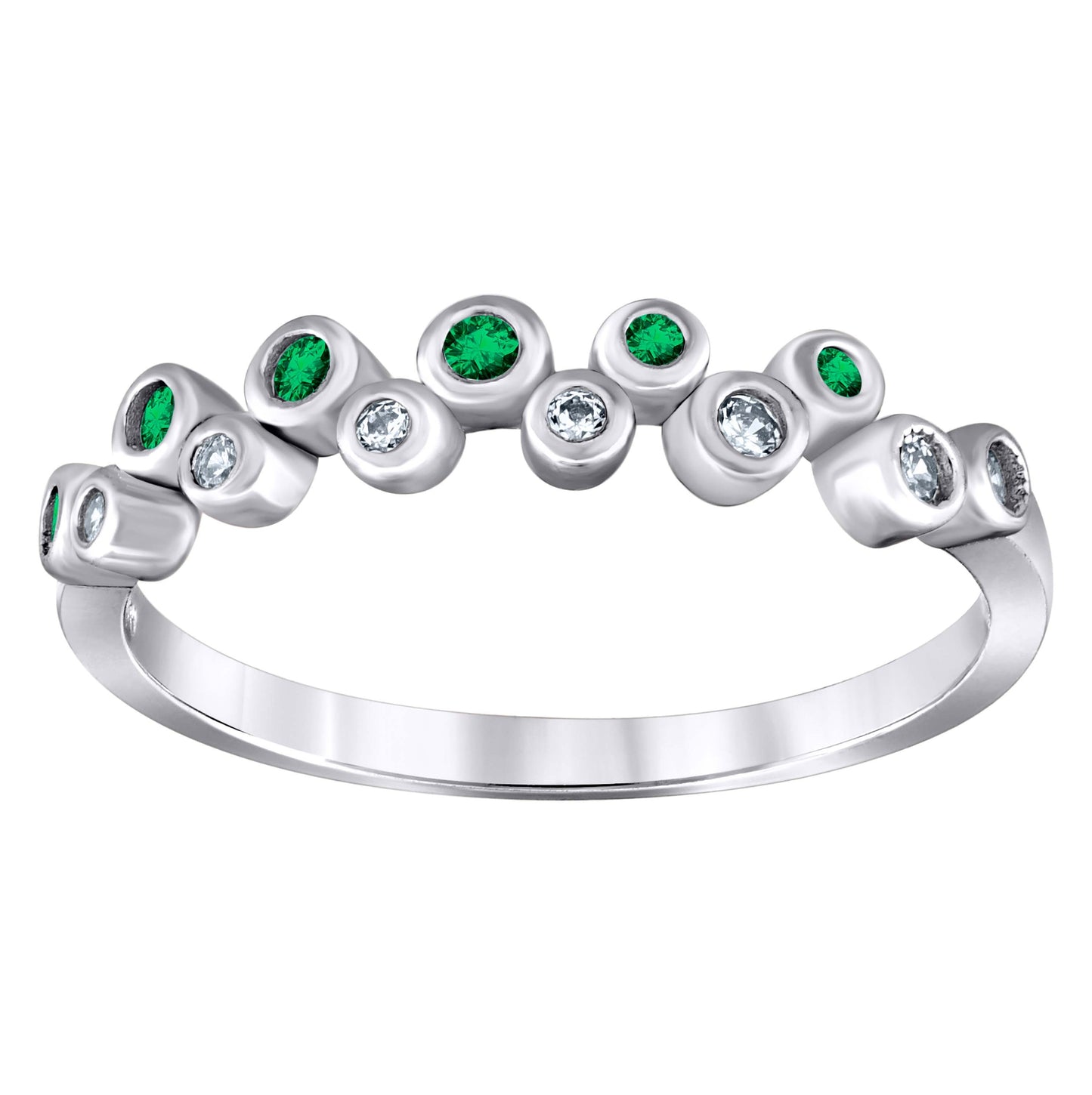 Sterling Silver Women's Cubic Zirconia Semi-Eternity Bridal Anniversary Engagement Wedding Band Ring