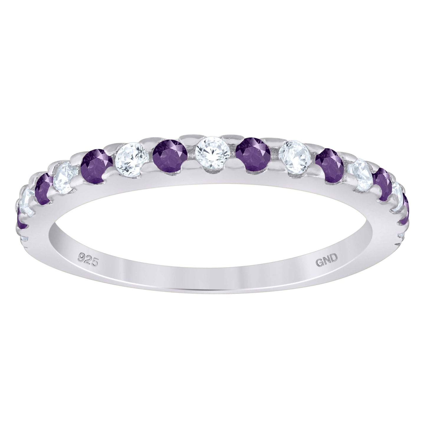Sterling Silver Women's White Purple Cubic-Zirconia Bridal Anniversary Wedding Engagement Band Ring