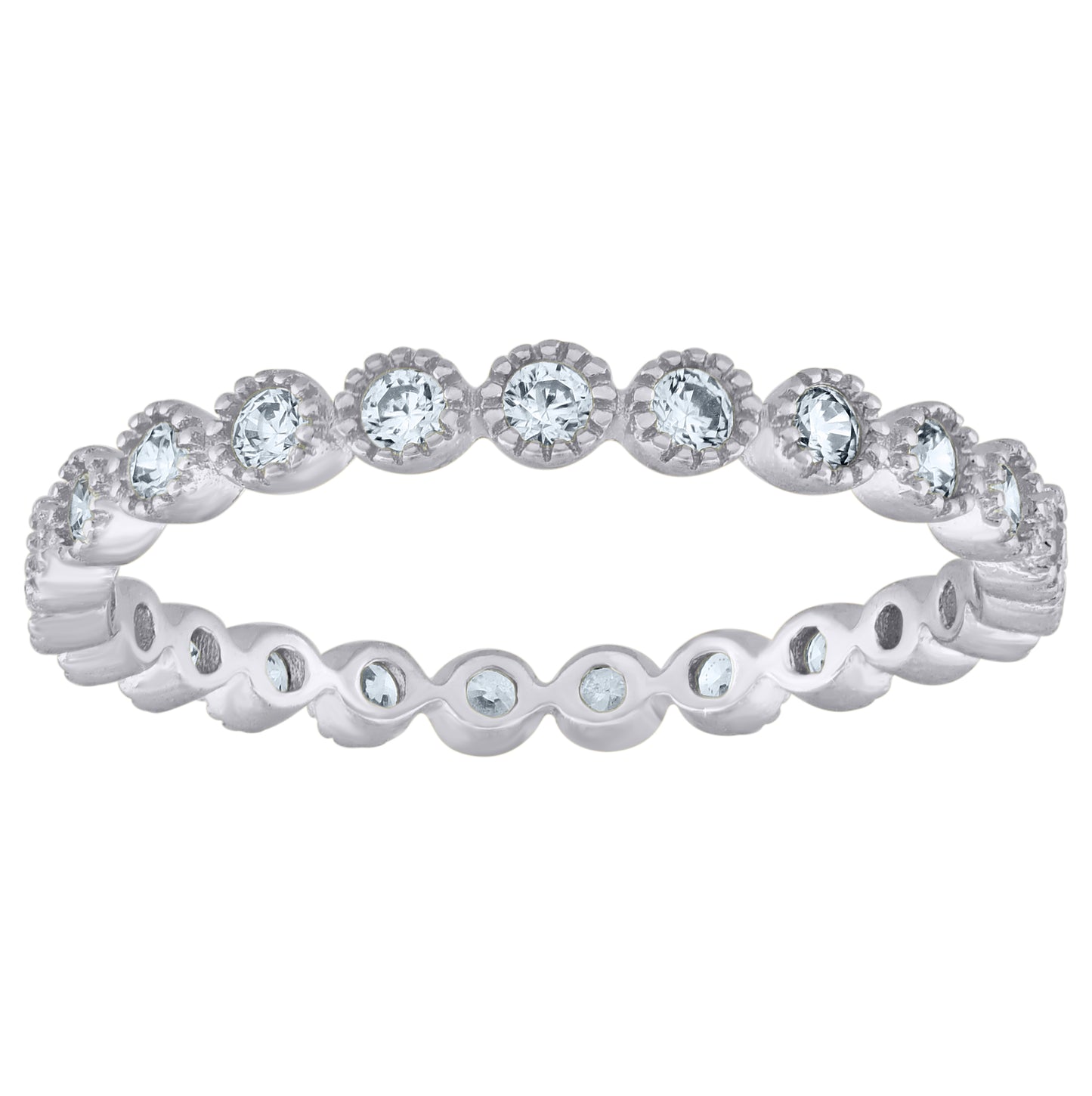 Sterling Silver Women's Cubic-Zirconia Bridal Anniversary Wedding Engagement Band Ring