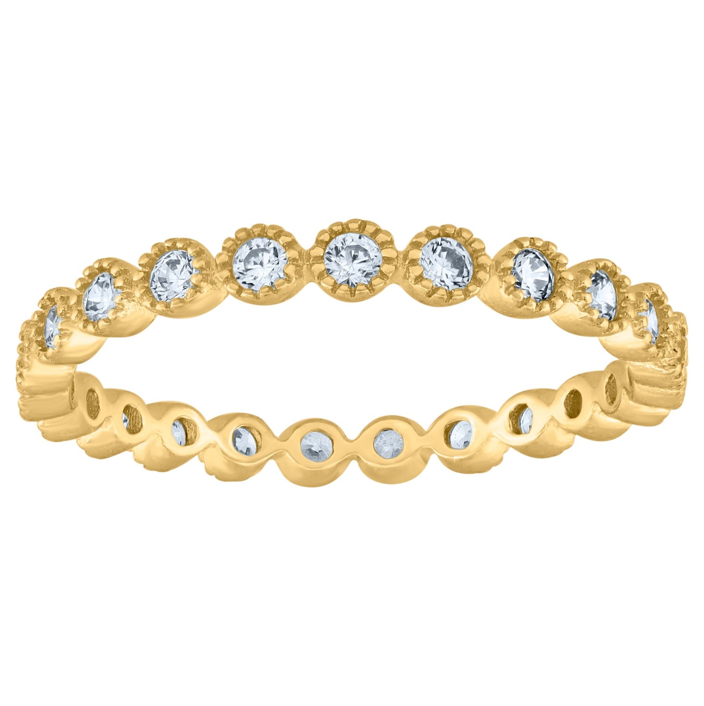Sterling Silver Yellow-Tone Women's Cubic-Zirconia Bridal Anniversary Wedding Engagement Band Ring
