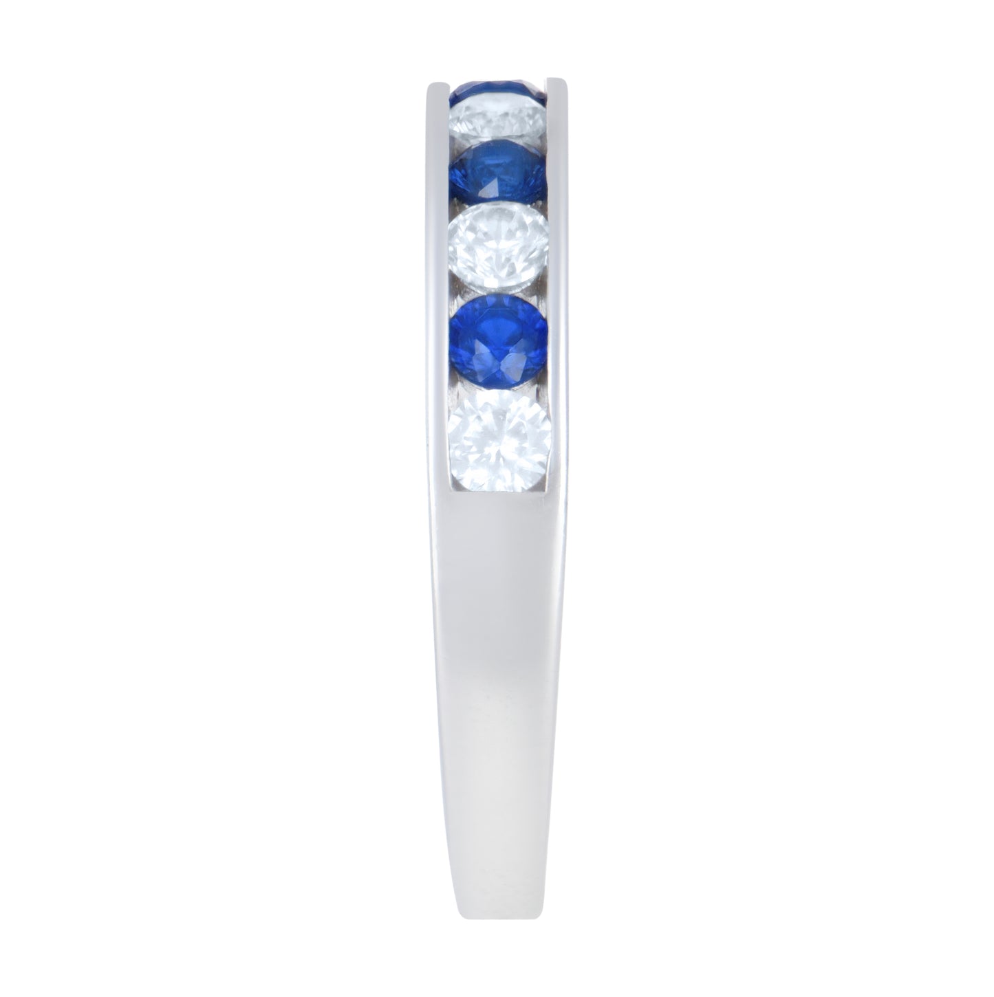 Sterling Silver Womens Blue White Cubic-Zirconia Fashion Bridal Anniversary Wedding Engagement Band Ring