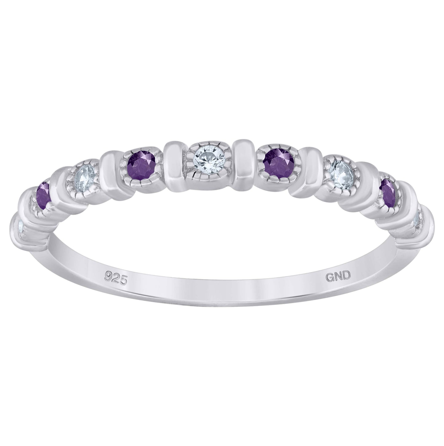 Sterling Silver Women's Cubic Zirconia Semi-Eternity Bridal Anniversary Engagement Wedding Band Ring