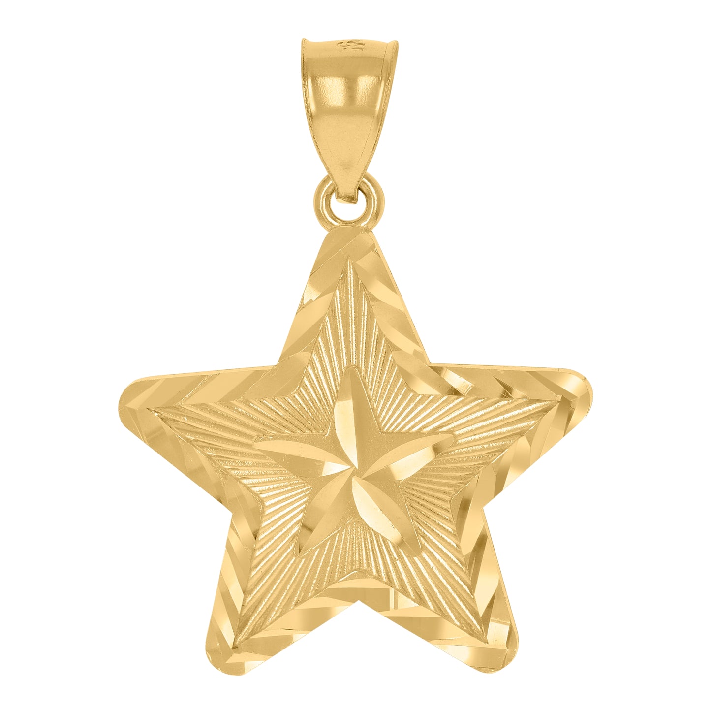 10K Yellow Gold Mens Diamond-Cut Star Celestial Religious Charm Pendant